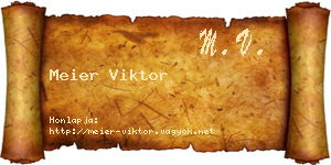 Meier Viktor névjegykártya
